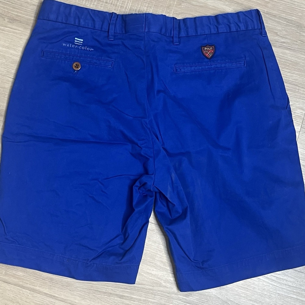 Polo Golf Ralph Lauren Khaki Shorts Cotton Twill‎ Stretch Blue Casual Mens Sz 34